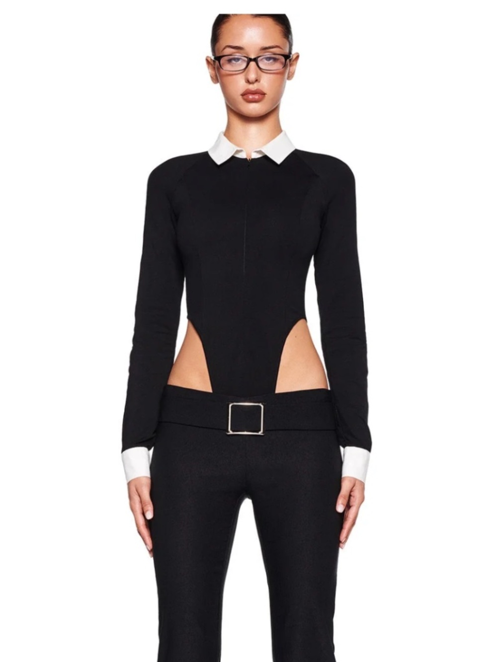 I.AM.GIA Tara Tuxedo Bodysuit Black & White Long Sleeve
